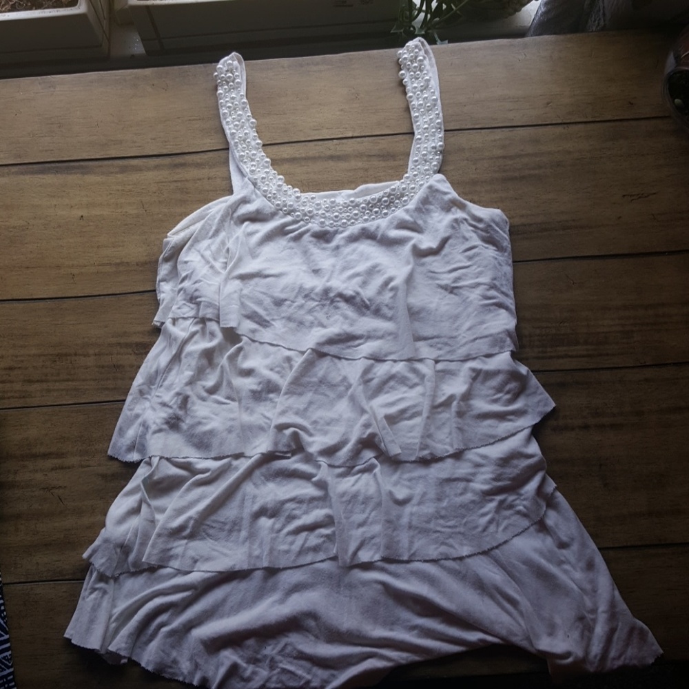 White ruffle top